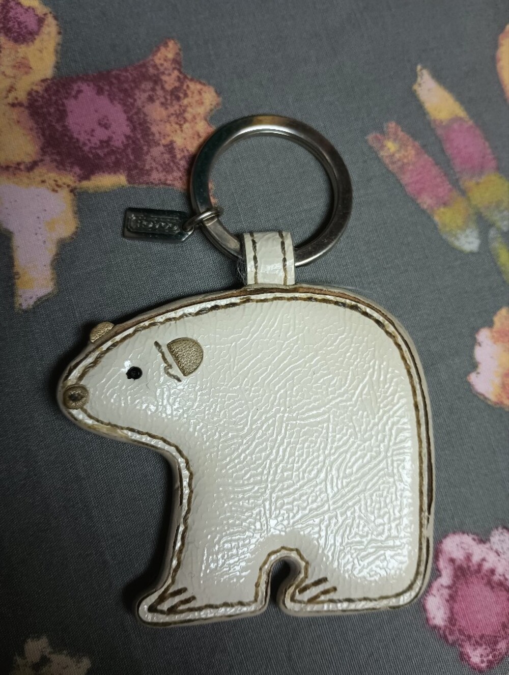 Vintage Coach Textured Leather Polar Bear Bag Charm Key Fob F66660